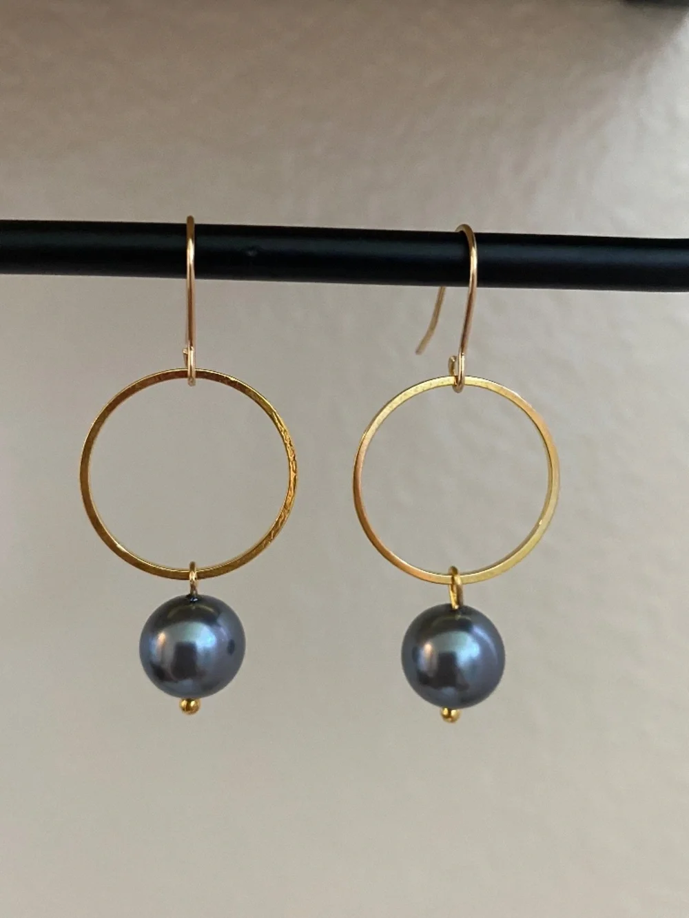Handmade Glass Imitation Pearl Hoop Earrings